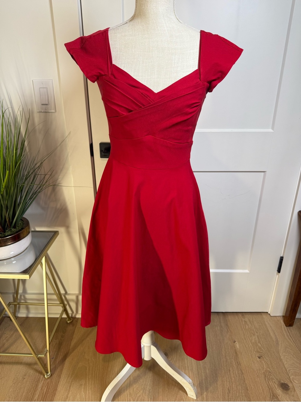 Stop Staring! Red Fit & Flare Cocktail Dress Size Medium Pinup Retro Rockabilly